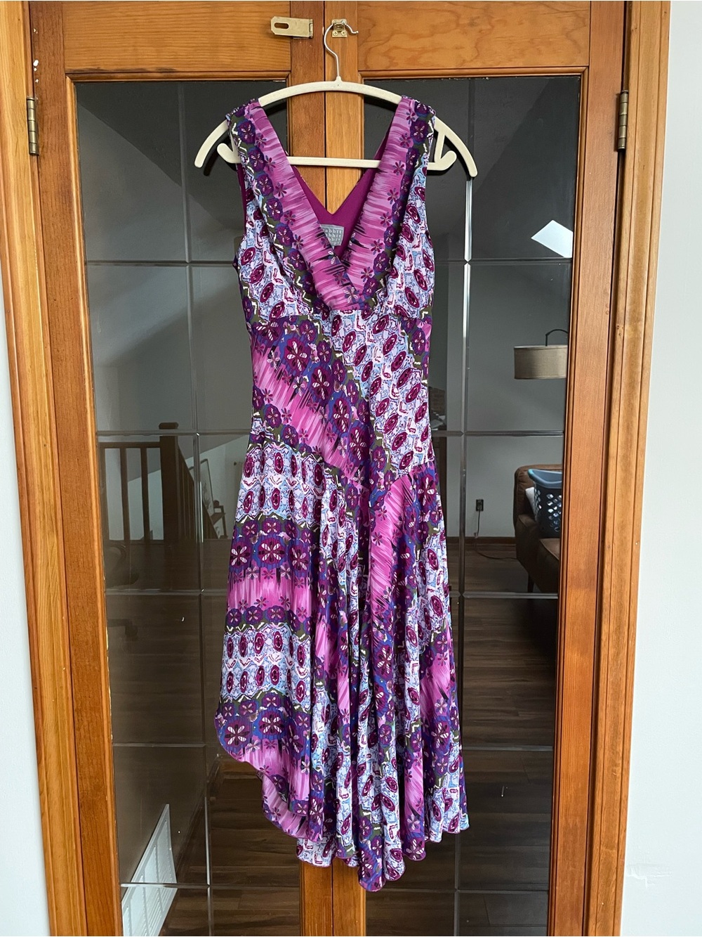 Rabbit Rabbit Rabbit Purple Patterned Asymmetrical V-Neck Dress